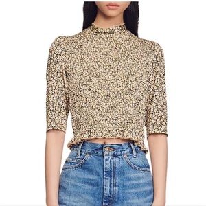 Sandro Gigi Floral Print Smocked Tee—BEAUTIFUL!! Like New Condition! Size 2